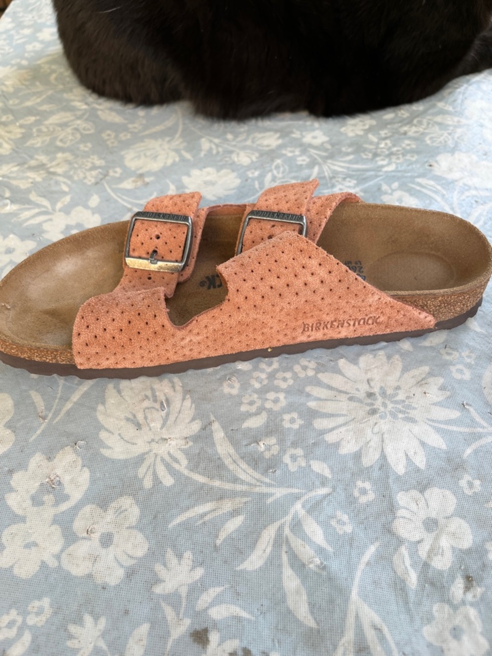 Birkenstock Arizona burnt orange suede embossed sandals - Picture 9 of 13